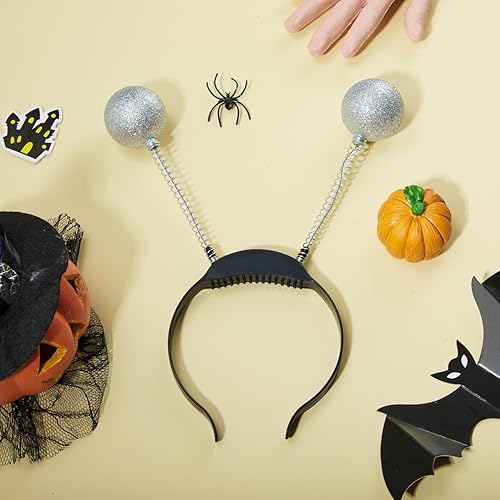 Miniatura 4 de JOYIN Paquete de 3 diademas de antena marciana LED plateadas, diademas de alienígenas iluminadas, bolas de Bopper, juego de diademas marcianas