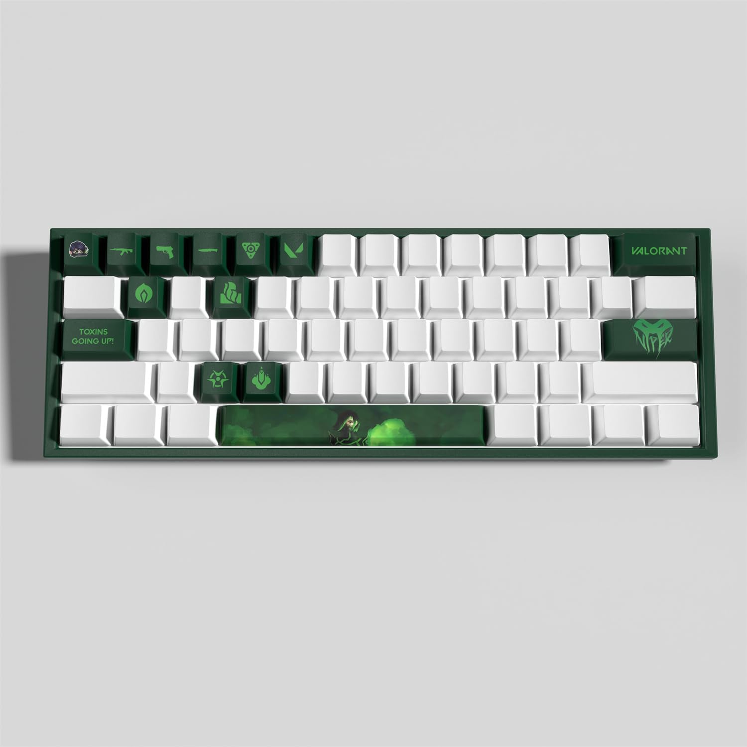 Valorant Viper - Juego de 14 llaves PBT de alta densidad, diseño de sublimación de perfil OEM para creadores de contenido y amantes de los deportes