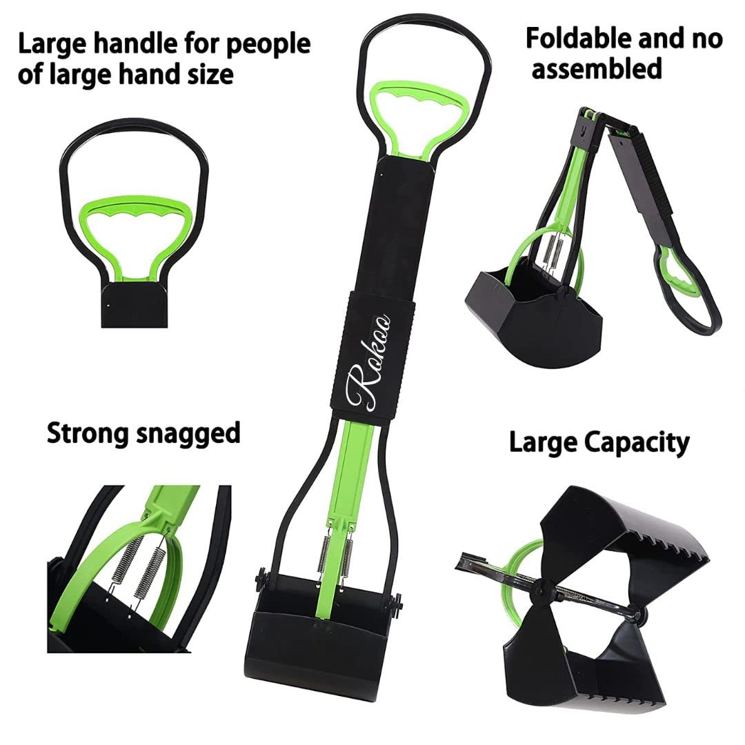 Rokoo Pooper Scooper for Large Small Dogs, Folding Dog Poop Scooper, Durable Spring and Premium Materials,Easy to Use for Grass, Dirt, Gravel Pick Up Shovel (Large) 1