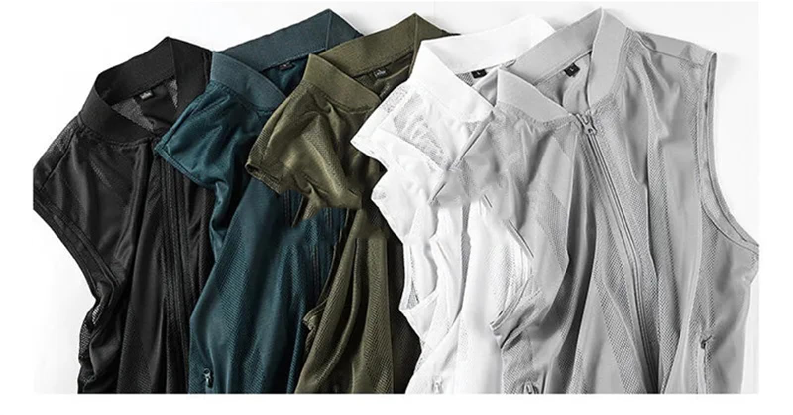 Hommes Rayure randonnée Maille pêche Gilets à séchage Rapide Multi-Poches Travail en Plein air Fermeture éclair Veste sans Manches