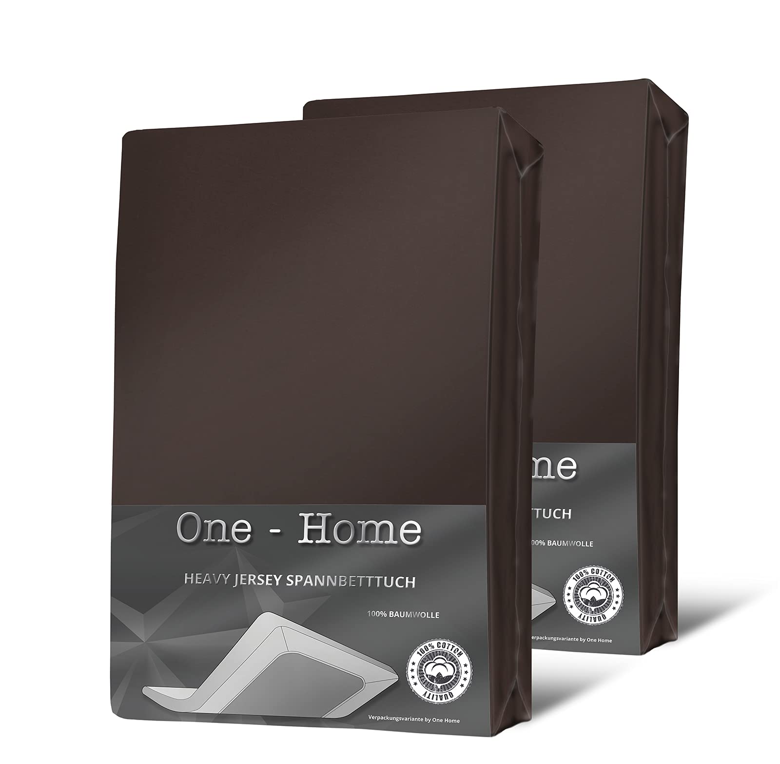 one-home 2 Split Topper Spannbettlaken braun 180x200-200x200 cm Heavy Jersey Baumwolle