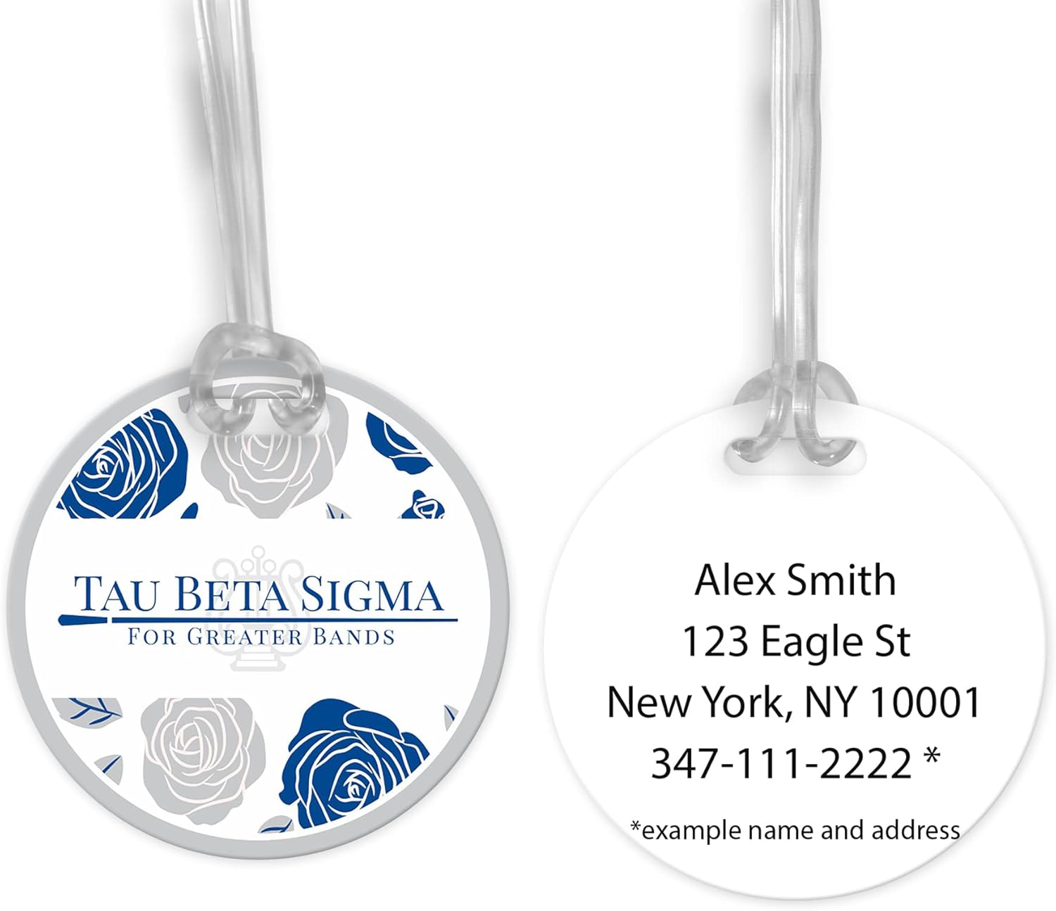 Tau Beta Sigma Sorority Travel Luggage ID Bag Tag for Suitcases Round Plastic Tag Luggage Tag with Name Privacy Protection Travel Bag Labels (Tau Beta Sigma 7)