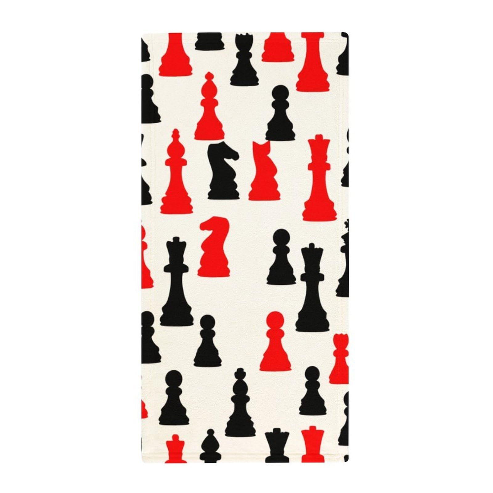 Anceky Luxury Soft Hand Towels, Chess Pattern Ultra Absorbent & Quick Dry Bath Towels for Hotels, Yoga, Gym, Spa & Guest Bathrooms