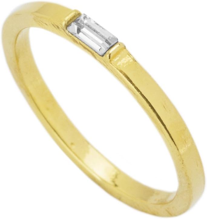 Baguette Ring with White Swarovski Crystal