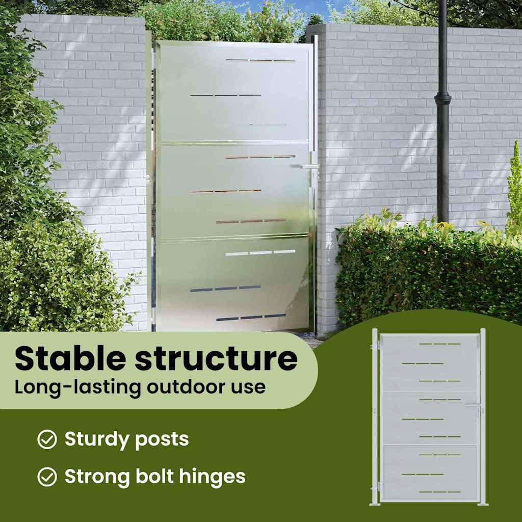 vidaXL Puerta de jardín Plateado 85 x 144 cm Acero Inoxidable, Puerta de Acero Moderna para jardín y terraza, Barrera Segura, Entrada Rectangular para el hogar