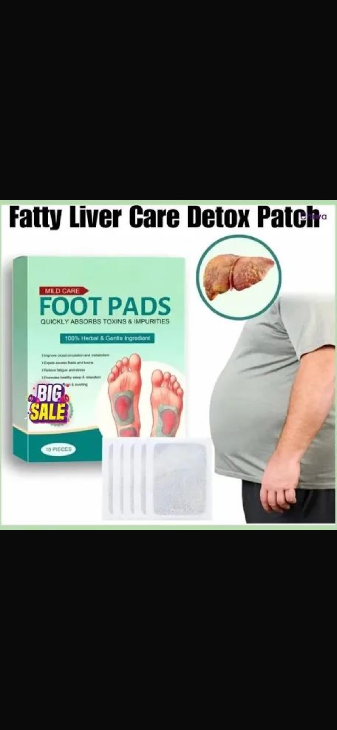 Mild Care Fatty Liver Care Detox Foot Pads, Natural Herbal Ingredients for Stress Relief and Better Sleep, 20 Pieces-image-22