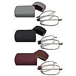 sevenplus 3 Pack Reading Glasses Blue Light Blocking, Anti UV Glare, Foldable Computer Spring Hinge Readers for Women Man 3.50X