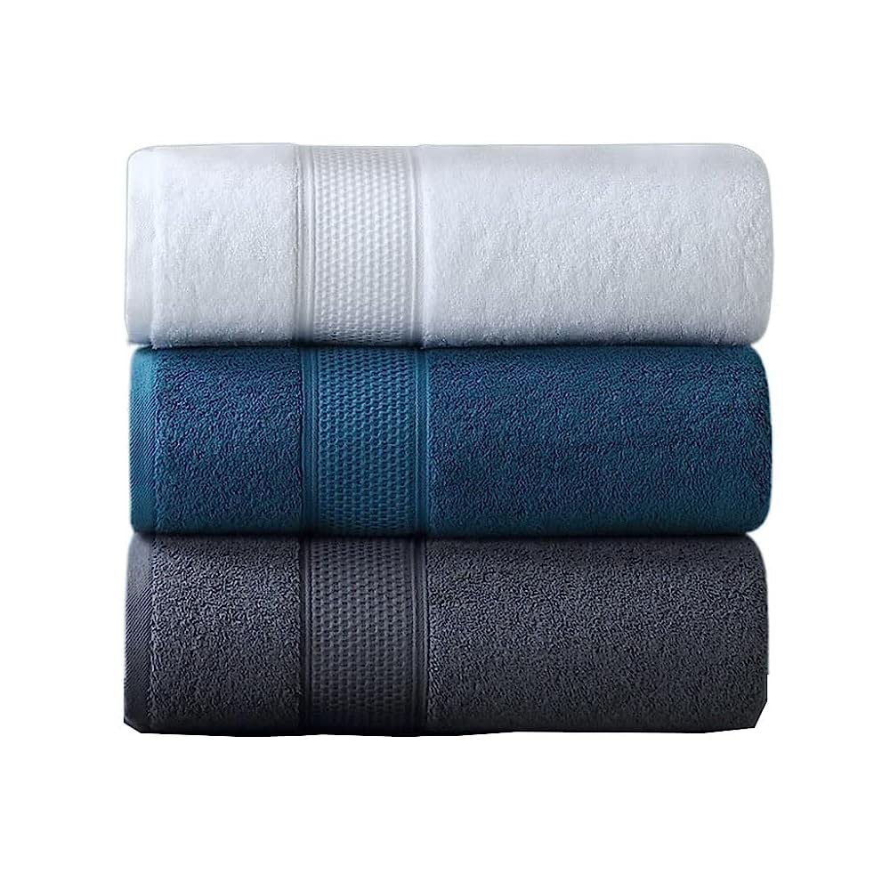 Serviette hôtel en coton épais TILEZE | Lot de 3 essuie-mains 80x40 cm pour la maison