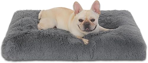 Miniatura 49 de Bedfolks Cama Impermeable para Jaula de Perro con Funda Extraíble Lavable, Almohadilla de Piel Sintética de Felpa para Perros Grandes, Cama Mullida