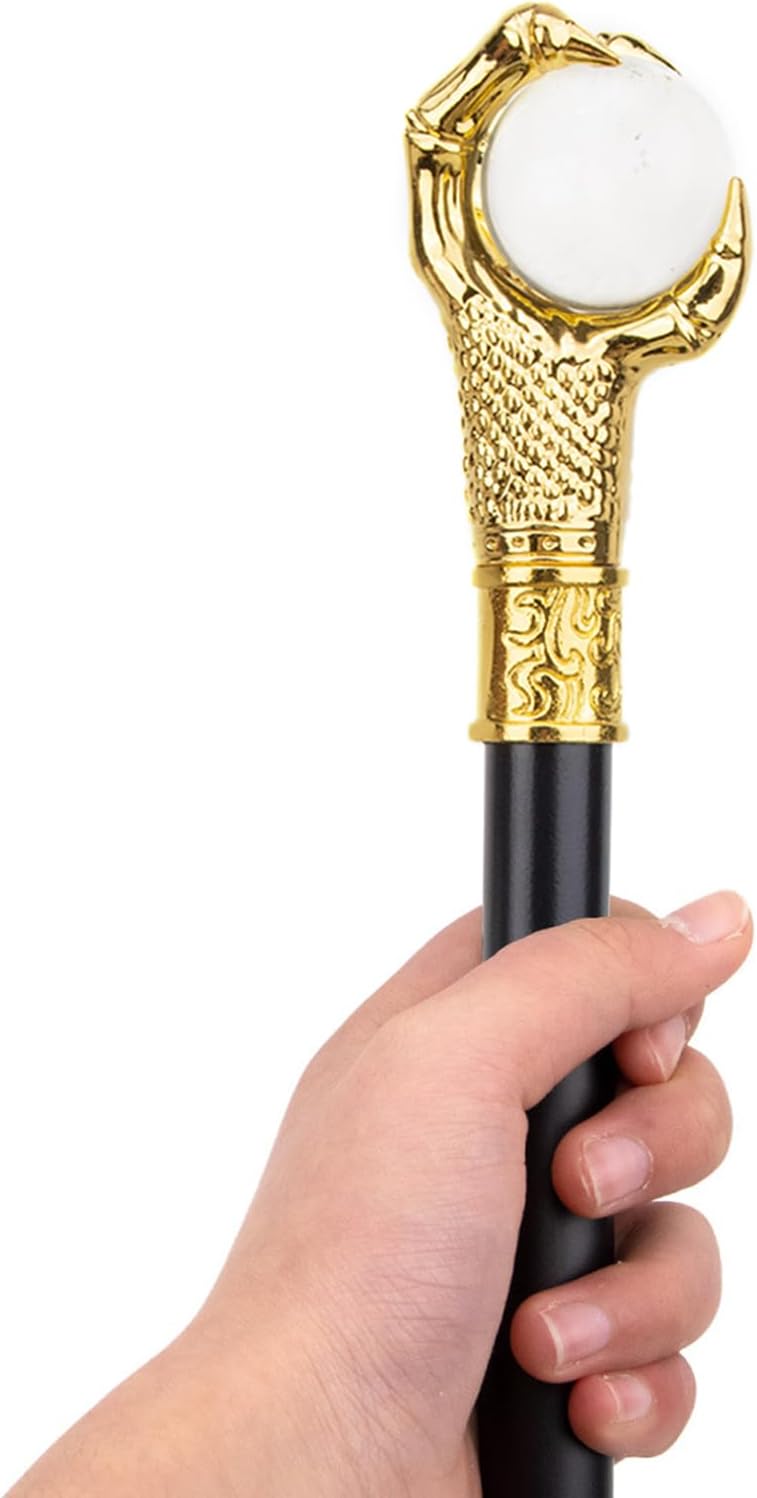 Glass Ball Walking Stick Folding Lightweight Metal Collapsible Travel Cane with Non Slip Rubber Base Walking Sticks for Adults Decorative Costume Accessories Gold 92cm/36.2in