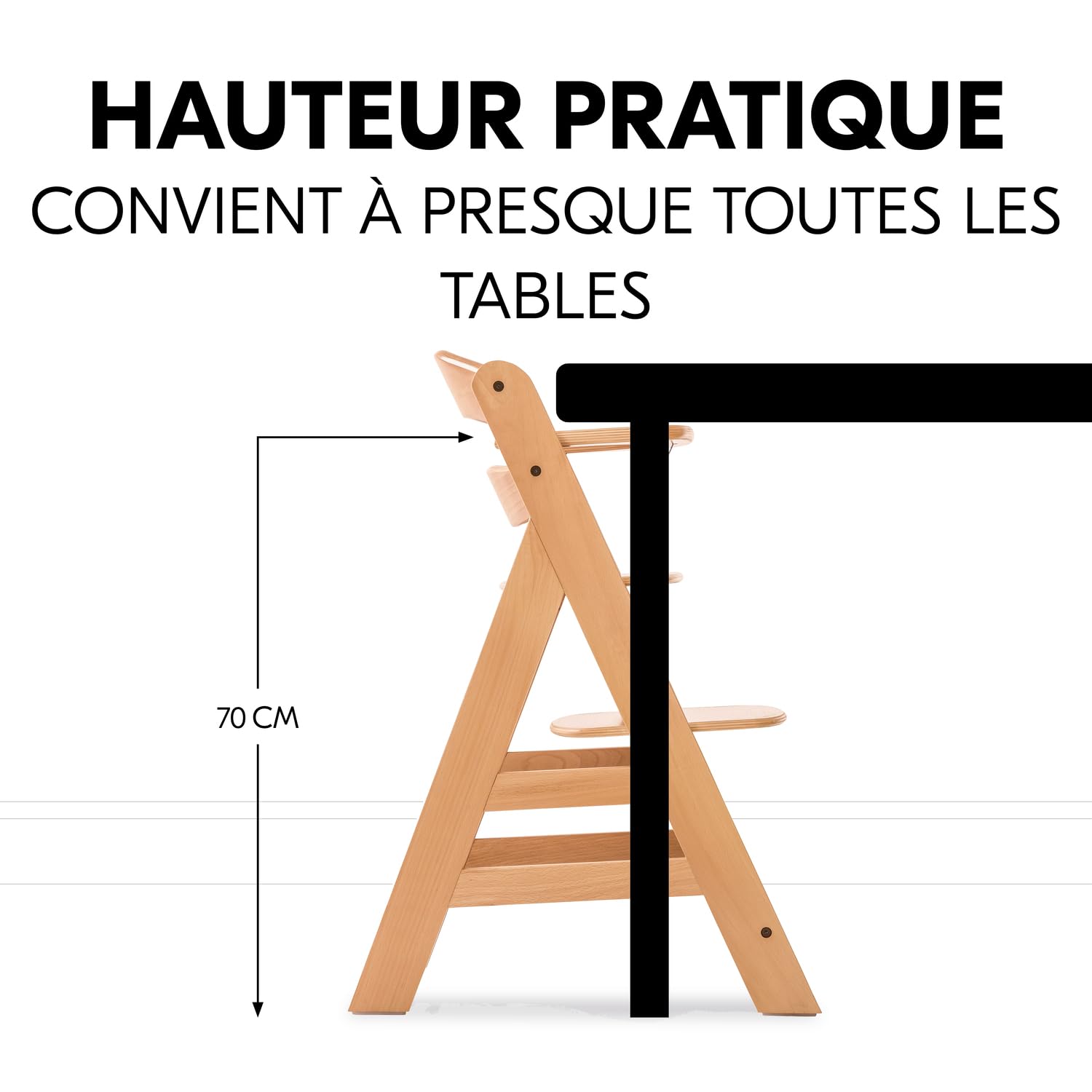 hauck Chaise Haute Bébé Evolutive en Bois Alpha Newborn Set Pre – dès la Naissance, Jusqu’à 90 Kg, Harnais 5 Points, Arceau de Sécurité et Réducteur Nouveau-Né, Naturel Gris