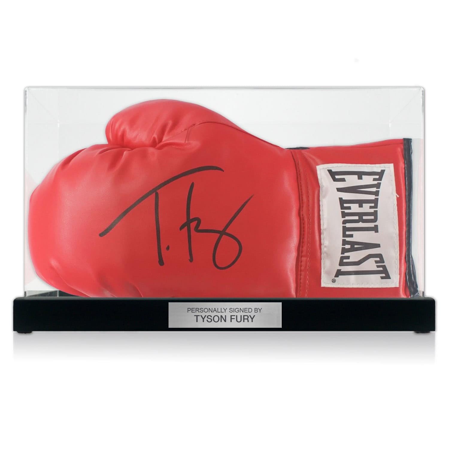 Exclusive Memorabilia Tyson Fury Signed Boxing Glove. Display Case with Plaque