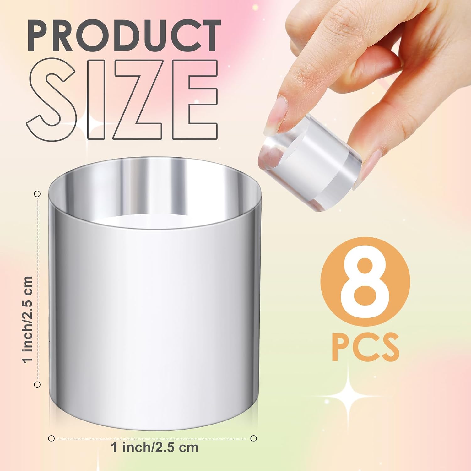 Remerry Acrylic Round Block Display, 8 Pcs, 1 x 1 x 1 Inches