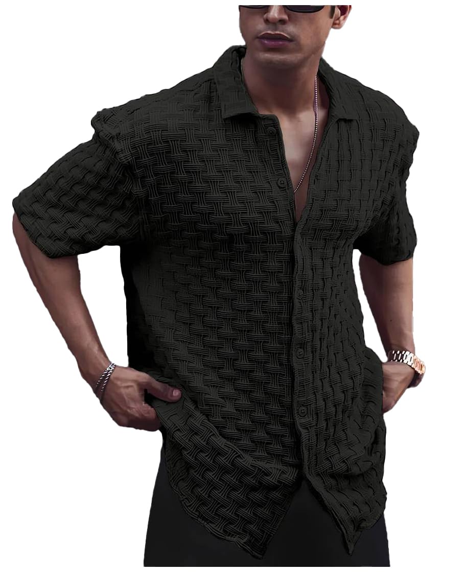 velmita Textured Shirt for Men ll Half Sleeve Stylish Button Down Shirt's ll Men's Pocket Shirt (Pack of 1)-picture-48