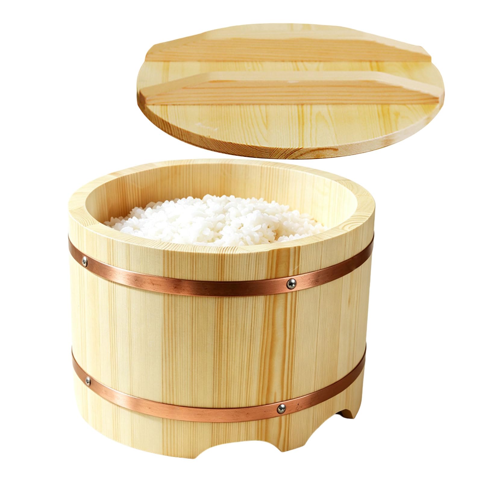 Sushi-Reiskübel Aus Holz Mit Deckel, Hangiri Sushi Oke Reismischschüssel Große Sushi-Schüssel Für Restaurants Und Die Sushi-Zubereitung Zu Hause,30cm