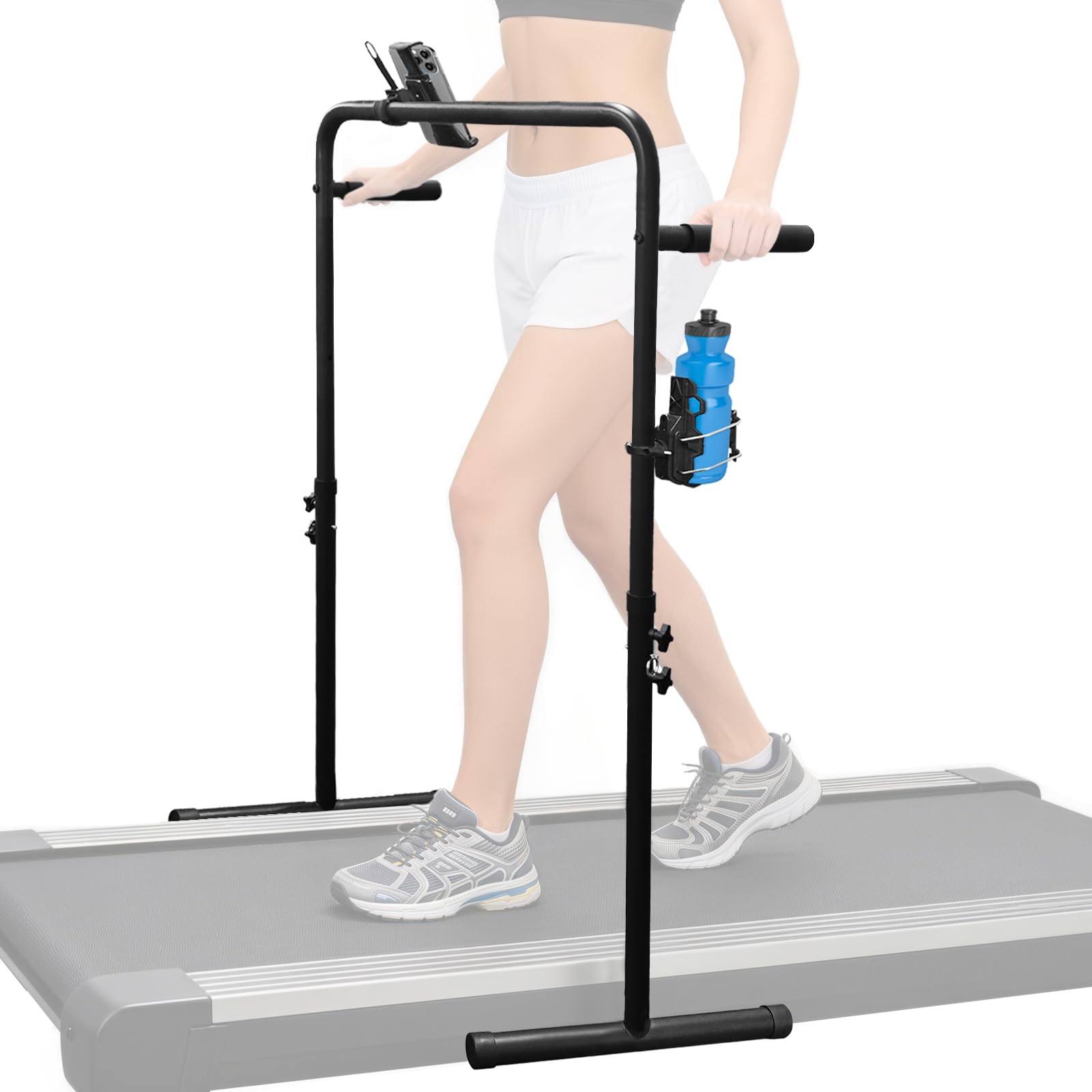 Lenker für Walking Pad Griffbügel, 62cm Breite Haltegriff für Gehunterlage Verstellbarer Griff für Gehpolster mit Handyhalterung und Getränkehalter