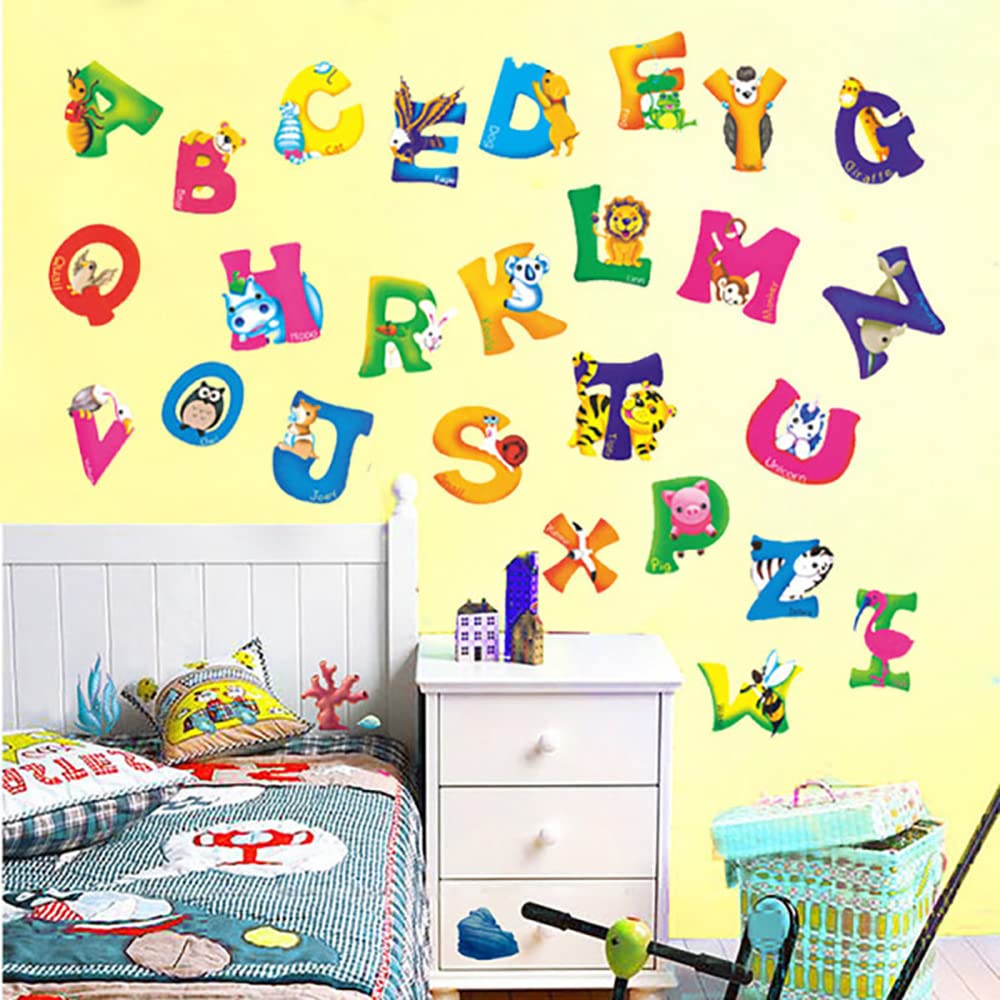 Wall Stickers Decor For Kids Room Tooloflife Colorful Animal Alphabet ...