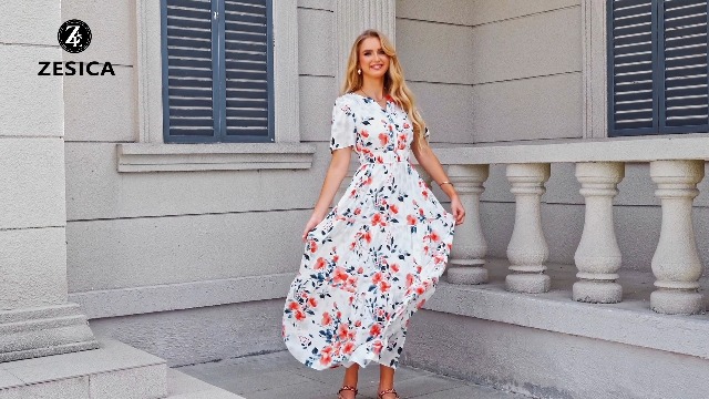 knee length dresses for ladies Martinique Coral Floral Maxi Dress - $78