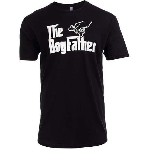 Tall Tee: The Dogfather | Funny, Cute Dog Father Dad Owner Pet Doggo Pup Fun Humor T-Shirt-(Tall,3XL) Black