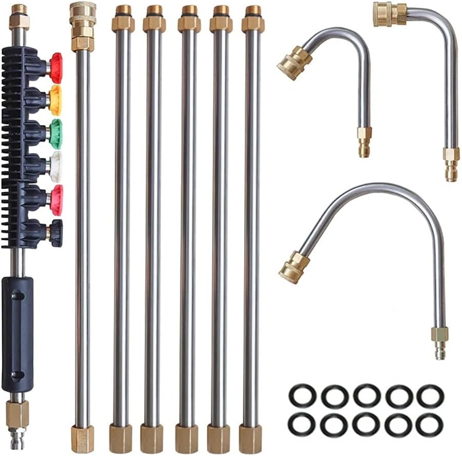 Pressure Washer Extension Wand Set, 10Pcs 1/4 Inch Quick Connect Power Washer Lance, Gutter Cleaning Tool Roof Cleaner Lance with 6 Nozzle Tips