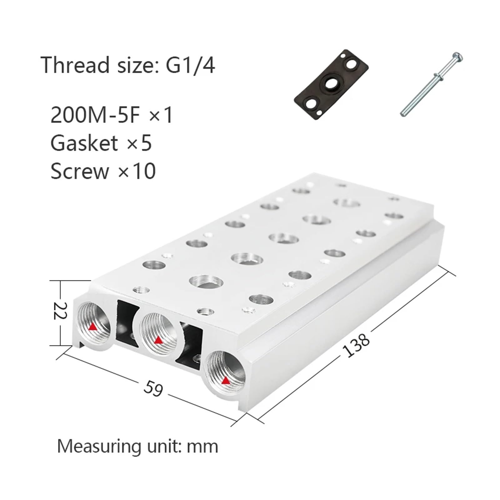 Base Colector for Electroválvula Neumática 4v(5F,400M)