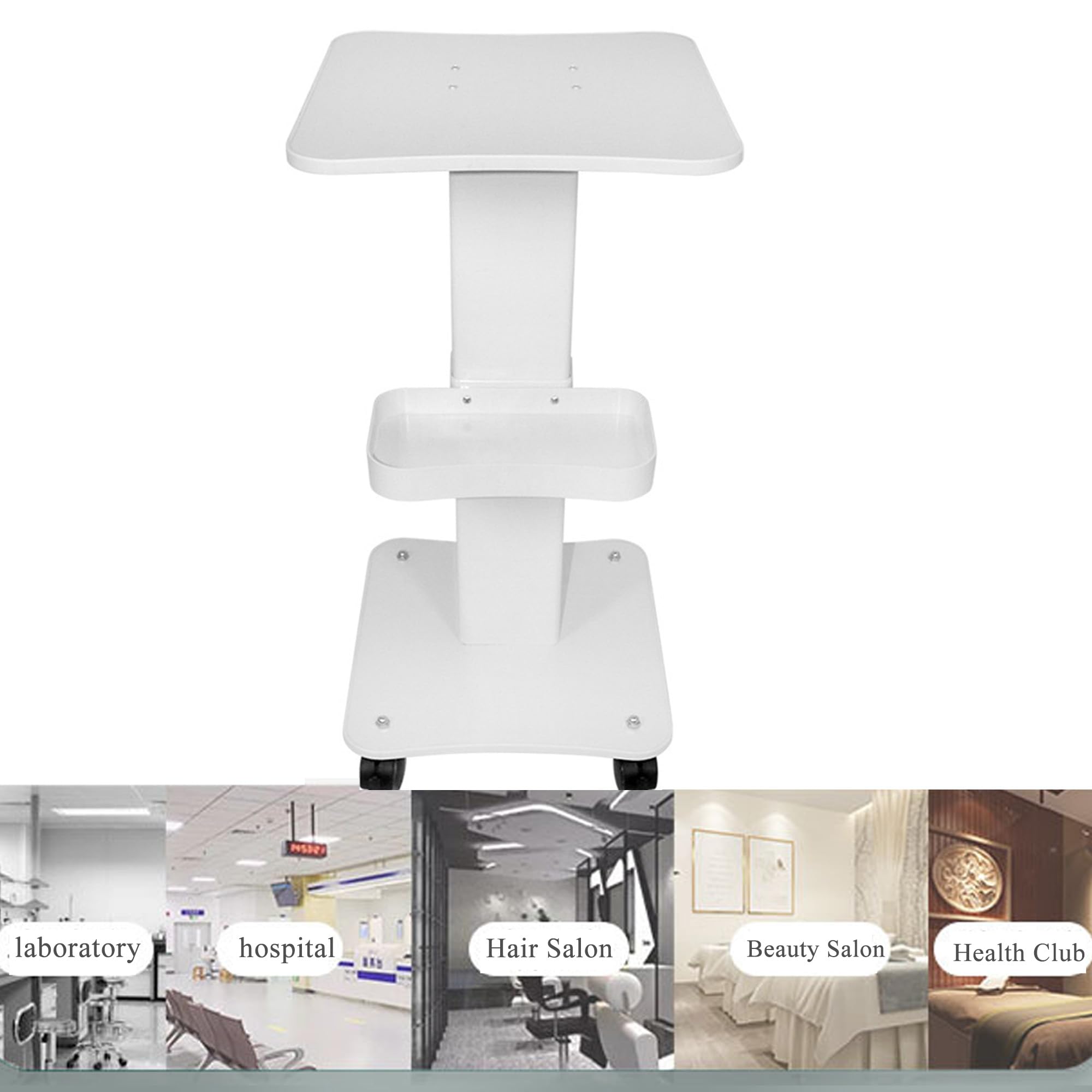 Carro con Ruedas para Salón de Belleza, Almacenamiento de Instrumentos de Belleza, Multifunción Portátil Carrito Rodante, Carrito de Peluquería, Blanco, Carrito Auxiliar con Ruedas