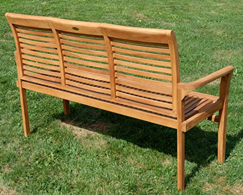 TEAK Design Gartenbank 150cm Parkbank Sitzbank 3-Sitzer Bank Gartenmöbel Holz sehr robust Modell: ALPEN von AS-S - 5