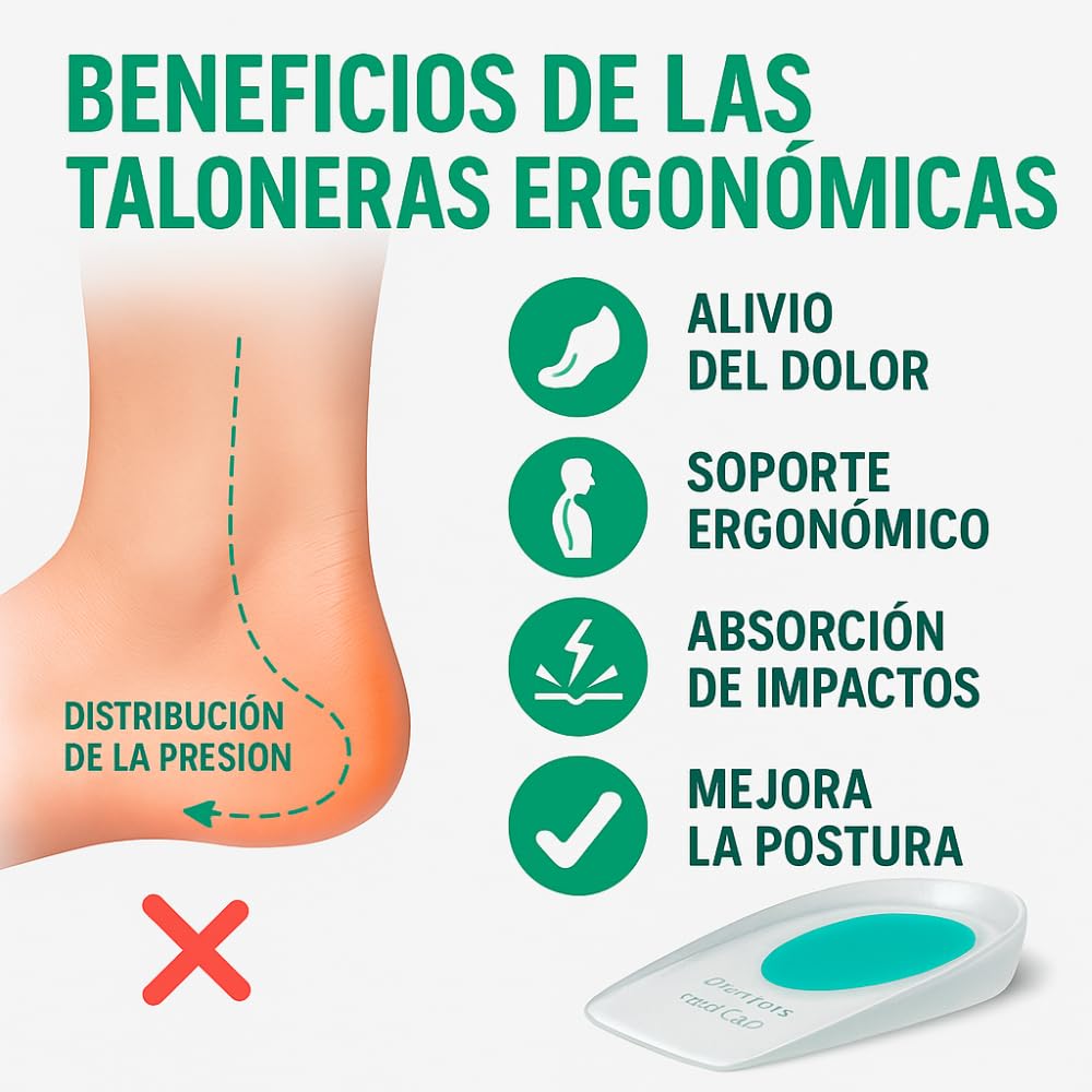 Pack de 6 Taloneras para Proteger del Dolor, Fascitis Plantar, Espolón Calcaneo y Tendinitis Aquiles | Soporte Ergonomico y Absorción de Impactos | Plantillas de Silicona para Hombre y Mujer