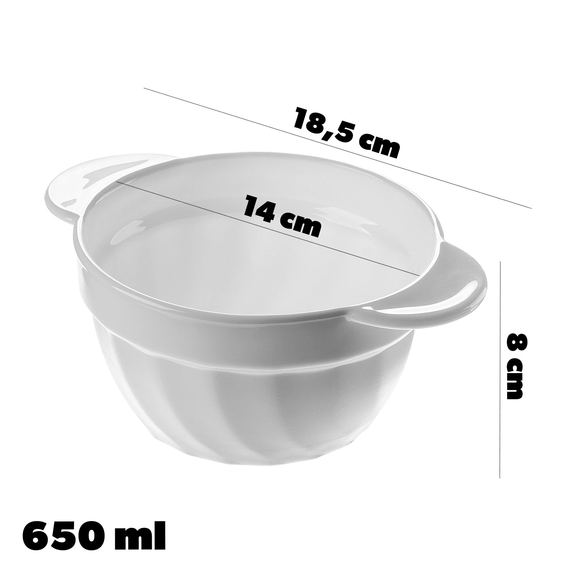 KADAX Tazas soperas, 650 ml, cuencos de cristal reforzado, 18,5 x 14 x 8 cm, cuencos para sopa con asas dobles, sopera para sopas, cremas, caldos (650 ml/3 unidades)