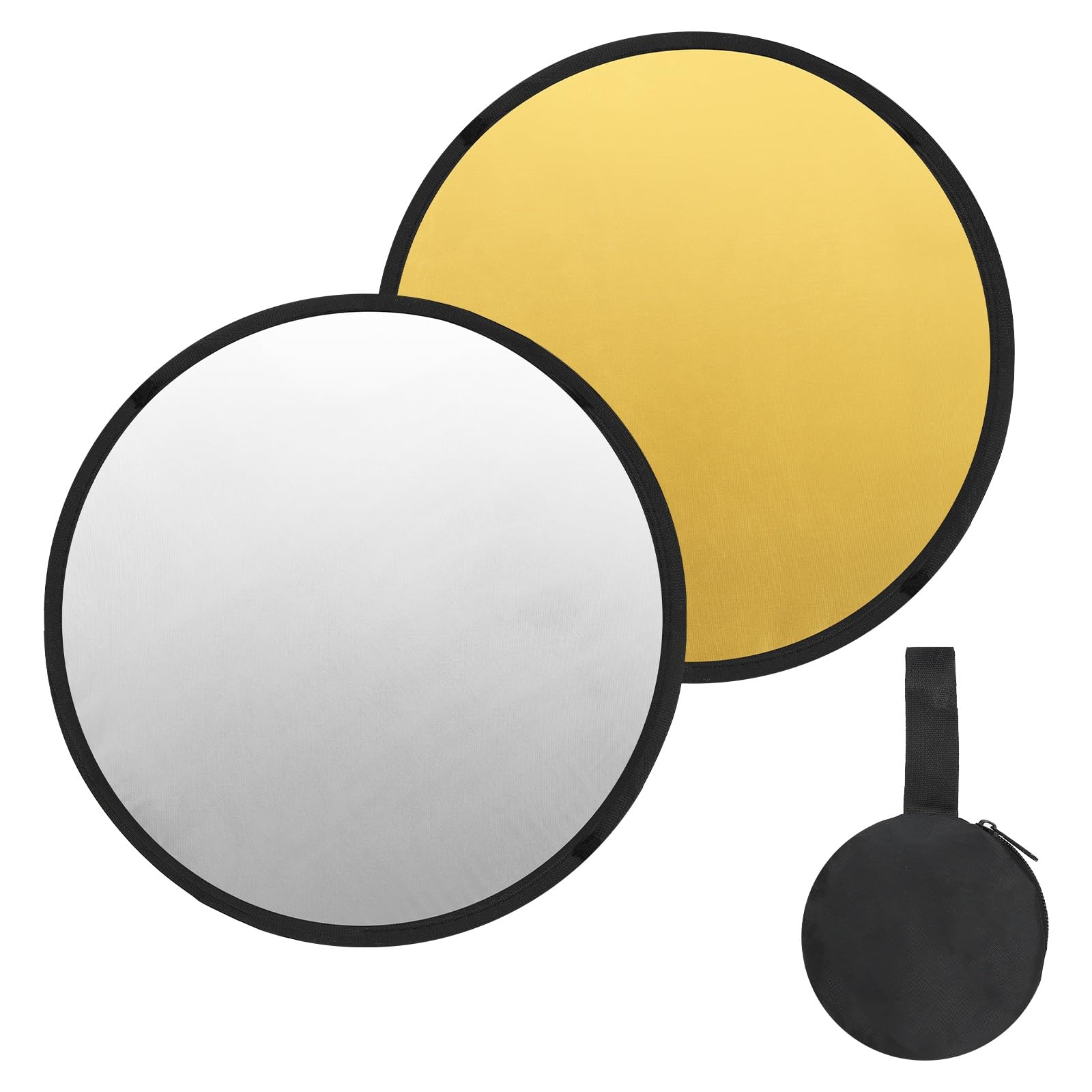 PATIKIL 24"/60cm Reflector Photography, 2 in 1 Collapsible Light Reflector with Bag Multi-Disc Light Diffuser for Studio Outdoor, Gold/Silver
