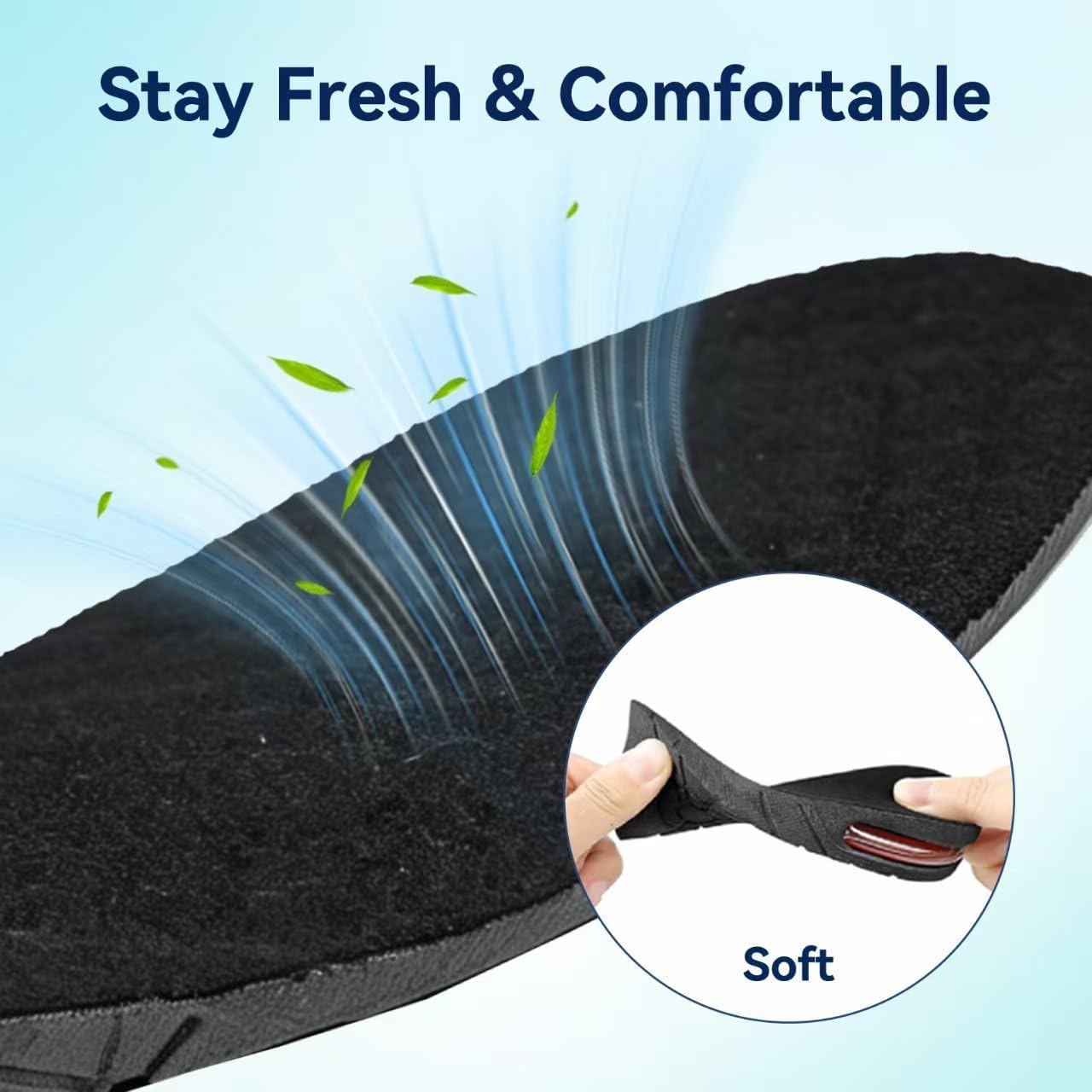 Height Increase Insoles with Air Cushion: 4 - Layer Adjustable Height Boosters for Men, Elevator Shoe Lifts for Men and Women, Breathable Heels Lift Inserts (1 Pair)