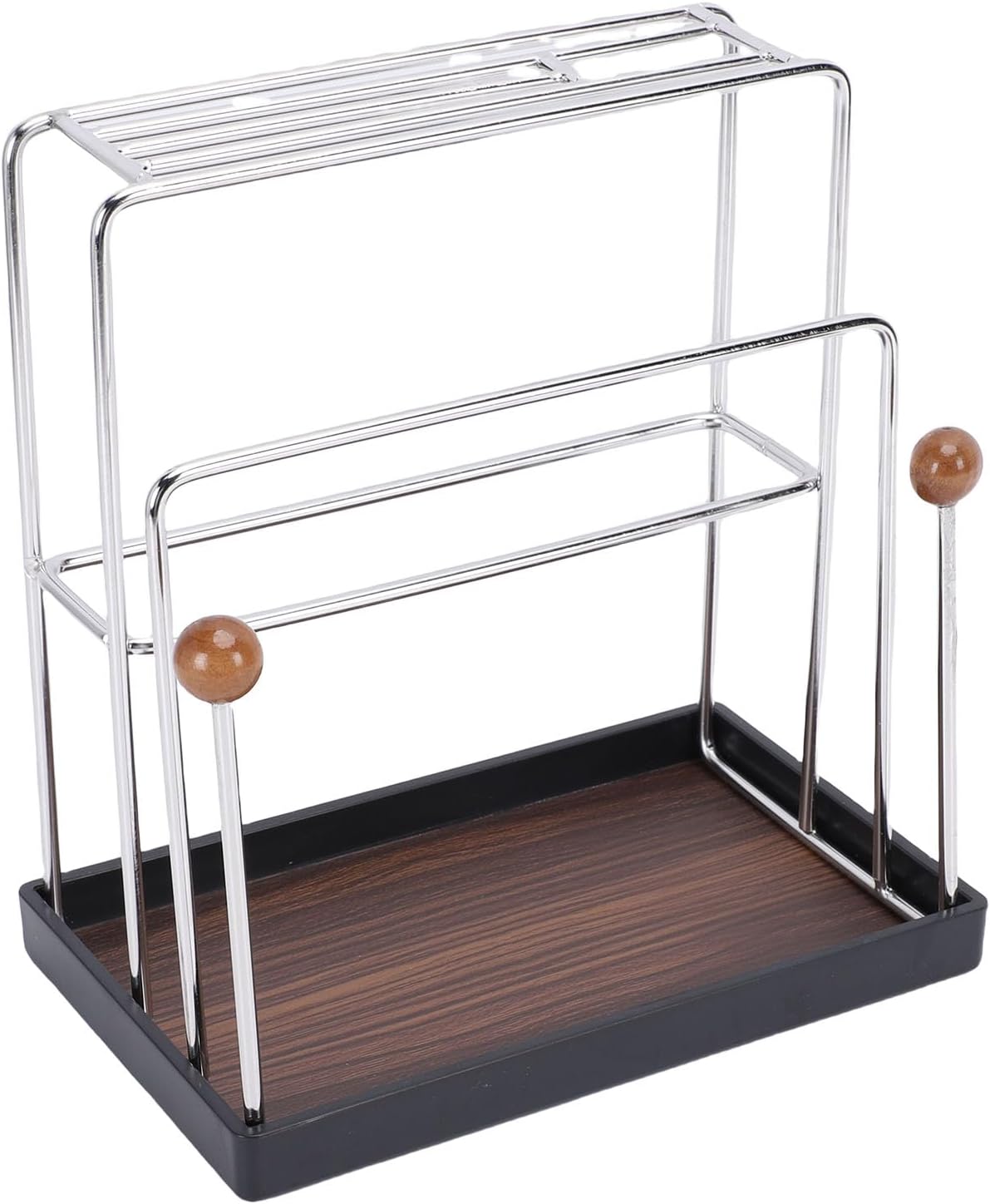 Focket Cutting Board Holder, Stainless Steel with Drain Tray Kitchen Organizer Rack, Utensil Holder for Scissors Peelers Cutters and Countertop Storage (Desktop)