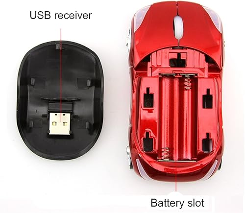 Miniatura 5 de Usbkingdom Ratón inalámbrico de 2.4 GHz, con forma de coche deportivo 3D, ergonómico, con receptor USB, para PC, portátil, computadora, mujeres,