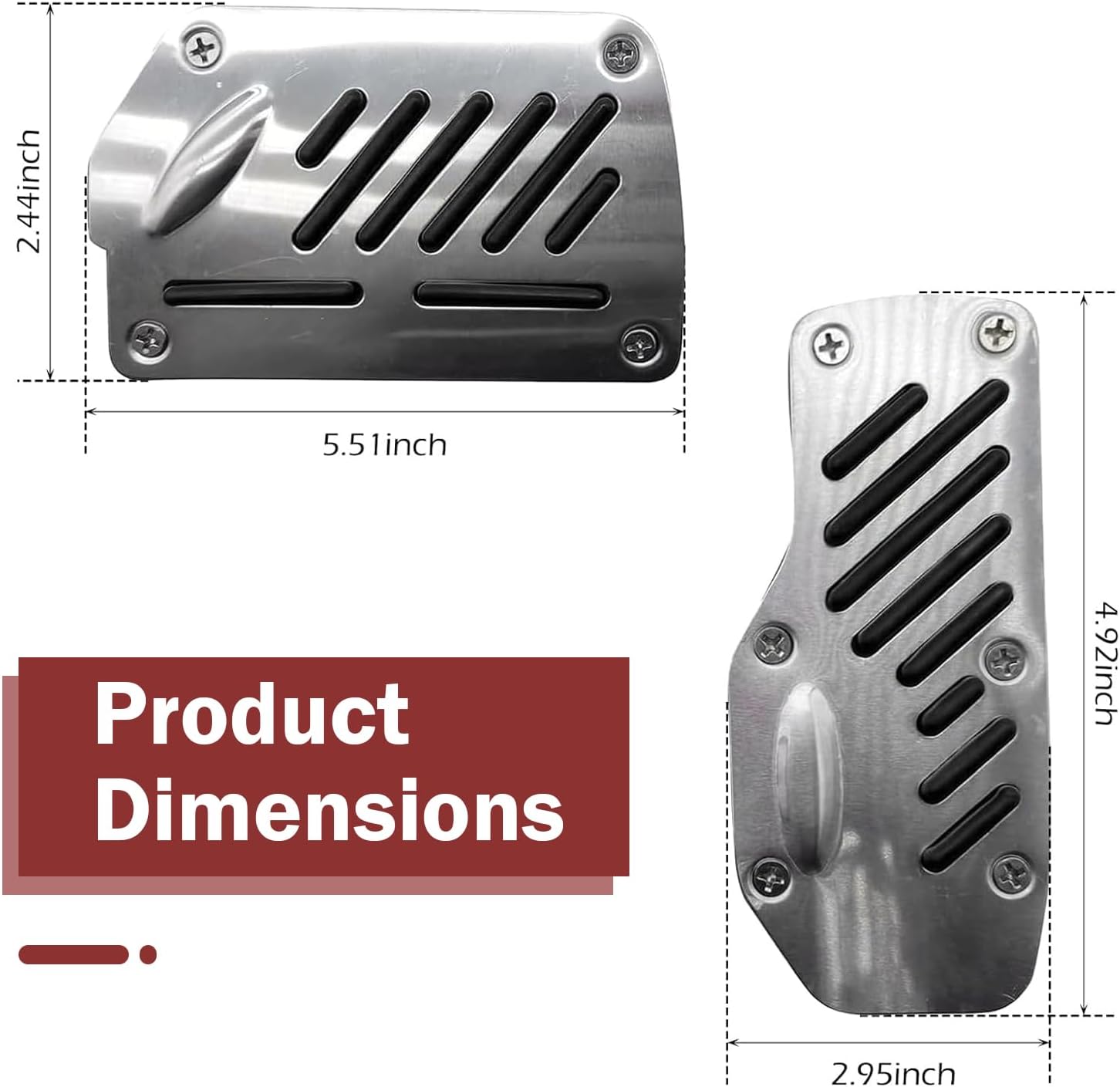 2 PCS Car Pedal Pads, Anti-slip Larger Brake & Accelerator Cover, Alloy Anti-rust Automatic Transmission Pedal Plate, Modification Accessory for Most Cars Trucks SUVs (Black)