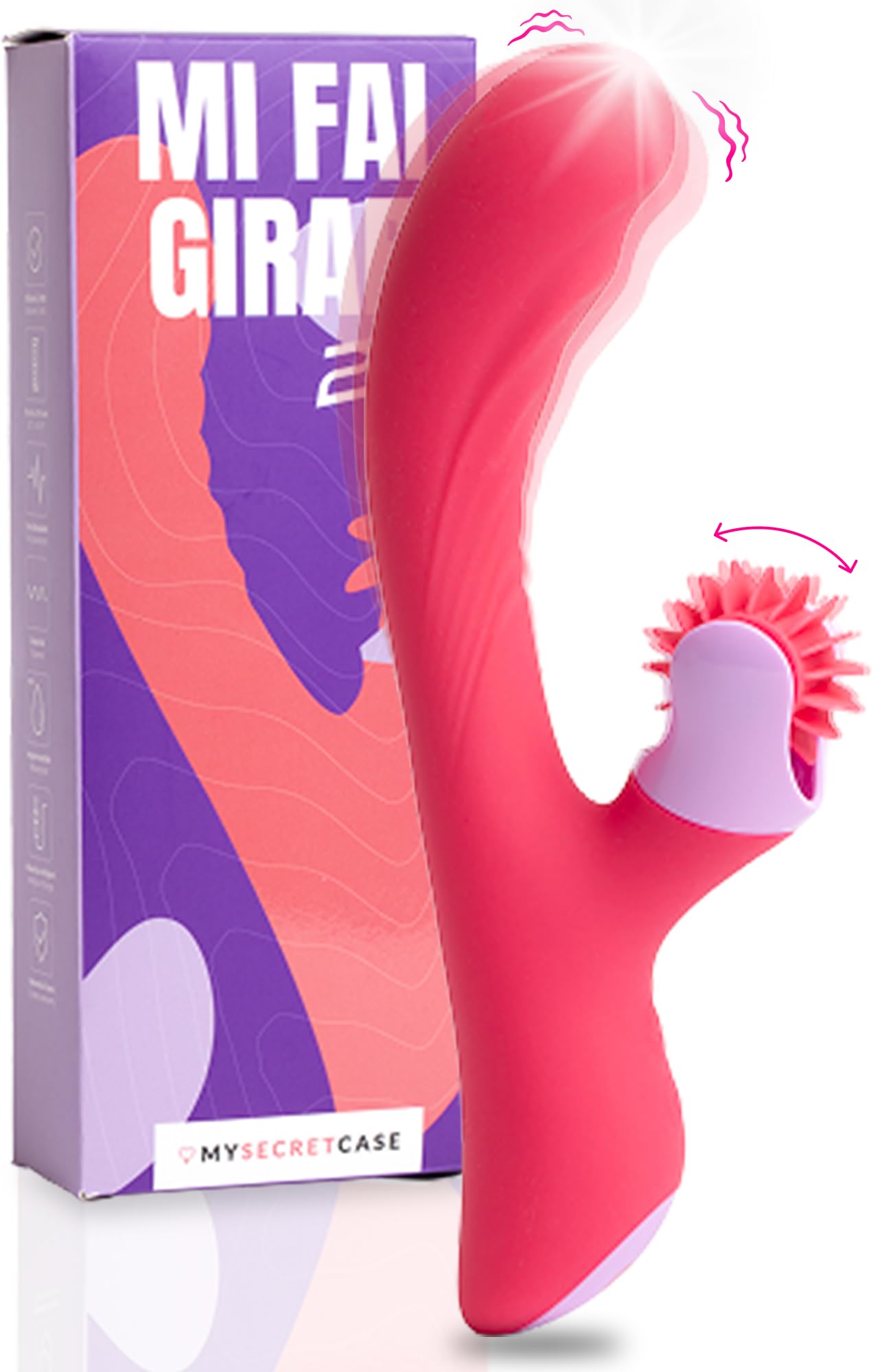 MySecretCase Vibratoreper Donna Punto G Squirting 21cm Vibratore Rabbit Vibratoreper Donna Clitoride 9 Modalità Vibrazione, 6 di Rotazione Lingua Vibrante Clitoride Sexytoysys Coppia Squirting