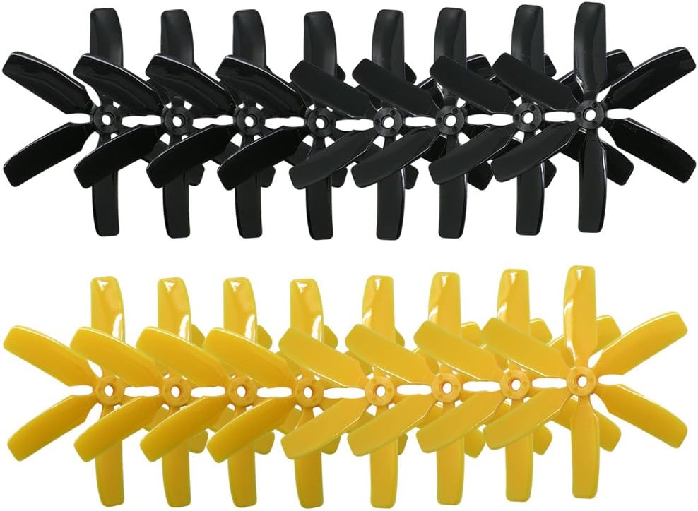 RAYCorp 4040 6-Blades 4x4x6 Propellers. 16 Pieces (8CW, 8CCW) Black & Yellow 4-inch Hexa Blades Mini Quadcopter & Multirotor Props + Battery Strap