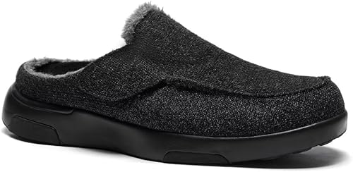 OrthoComfoot Pantuflas de invierno para hombre con soporte de arco para fascitis plantar, pies planos, cómodos zapatos acolchados para caminar,