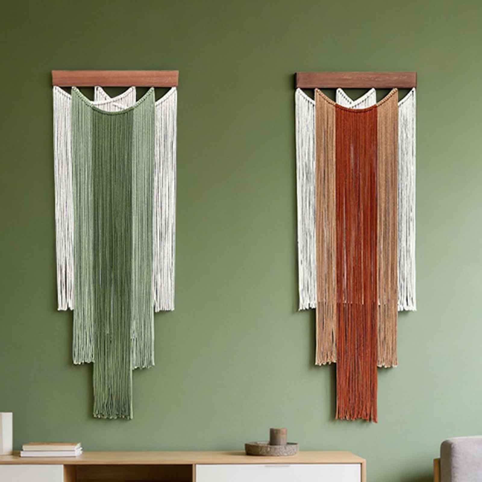 Makramee Wandbehang Böhmisches Chic Gewebter Wandteppich Handgefertigt, Gewebt, Traumfänger Mit Quaste, Für Schlafzimmer Wohnzimmer Wohnung Wand Vorhang Deko(Green)