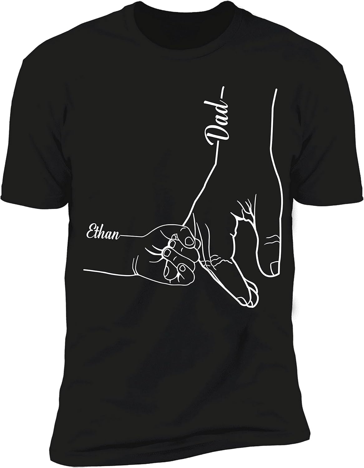 NAZENTI Personalized Papa Shirt with Kids Name - Custom Hand Drawn Childs Hold Hand Dad T-Shirt - Image 2