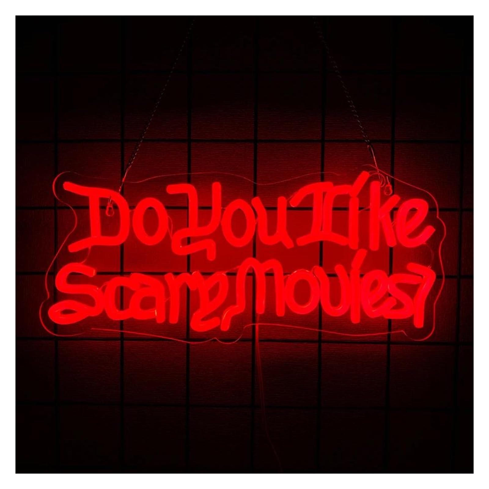 SHOUXI Sign Lamp Do You Like Scary Movies Neon Sign Light Dimmable USB Powered for Movie Theater Party Horror Room Cinema Wall Decor 40cmx18cm