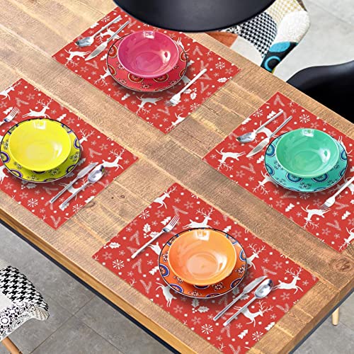 Sets de table de Noël pour tables à manger lot de 6 rouge déco festive - 8