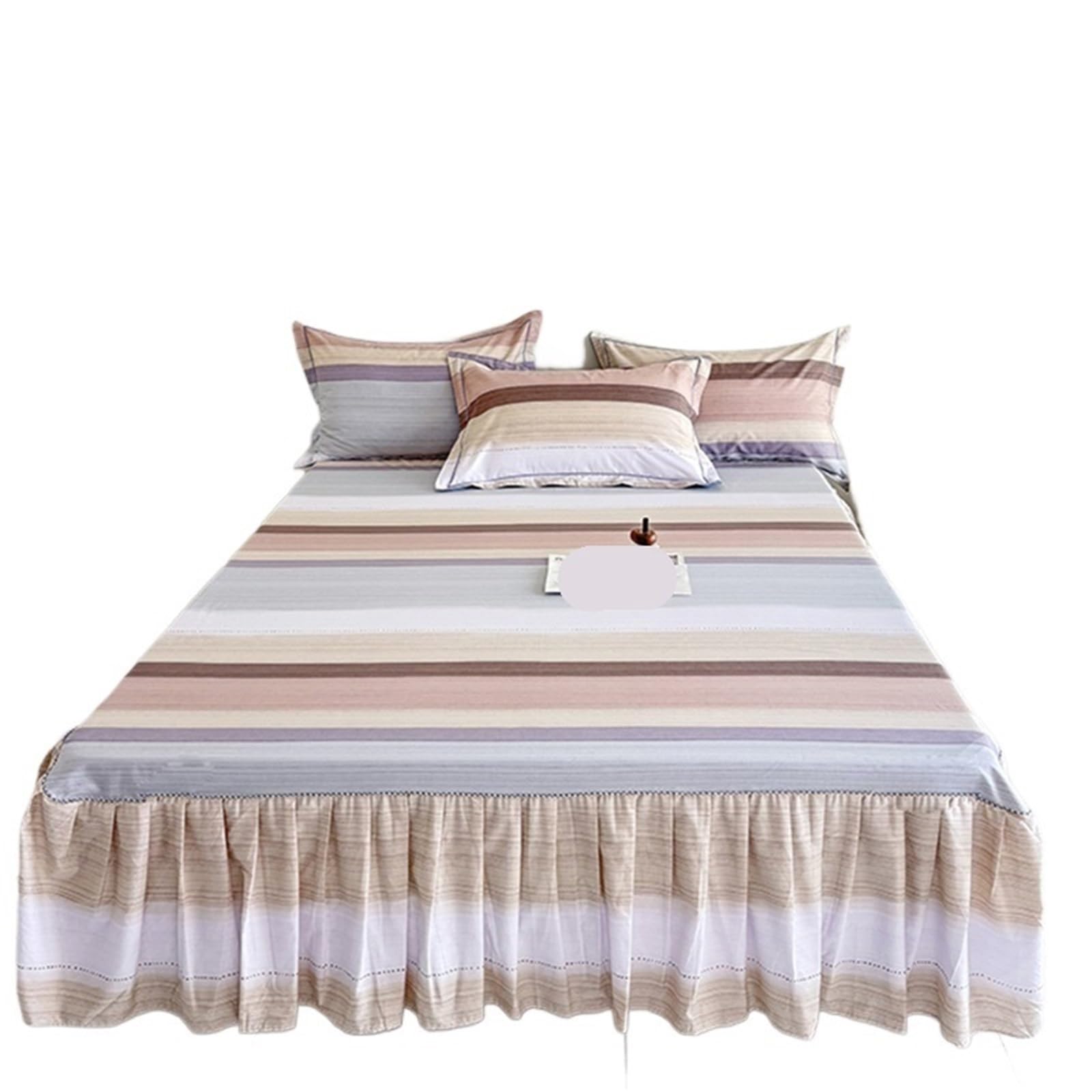 Ruffled Bed Skirt 1pc Floral Style Bed Skirt Bedspread Cover Home Ruffles Linen Falda De Cama (No Pillowcase)(C,Single 120x200cm 1pc)
