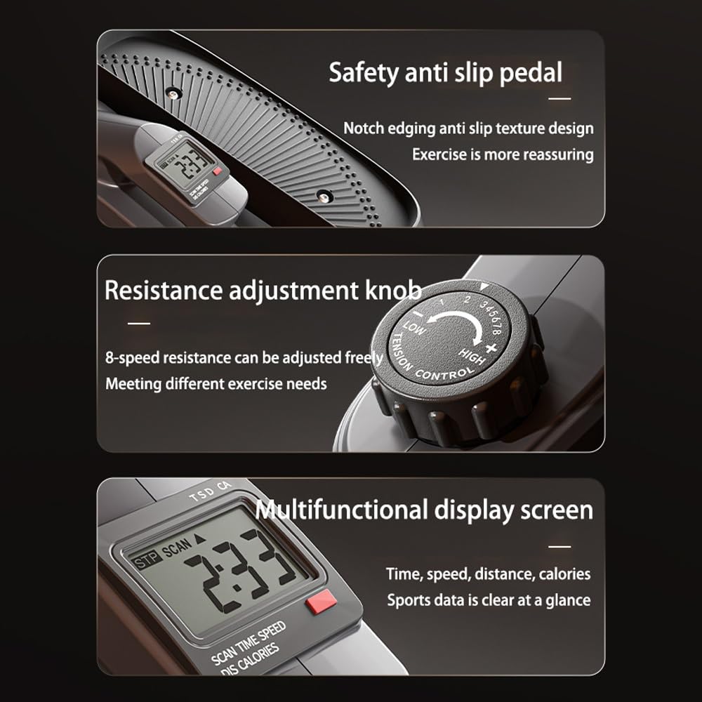 Pedaliera ellittica da seduta sotto la scrivania, 8 livelli di resistenza, display a LED, silenziosissimo - da adulto a anziano, mini macchine ellittiche for uso domestico (Grey : White)