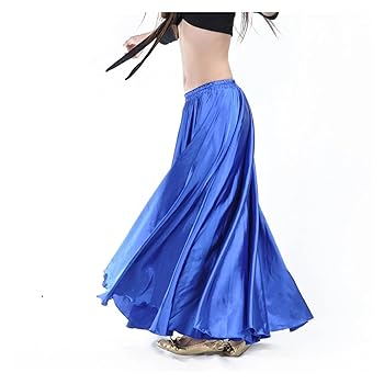 【TENSE DANCE】Cozy flare skirt Belly Dance Skirt Shining Satin Long Skirt Swing Dancing