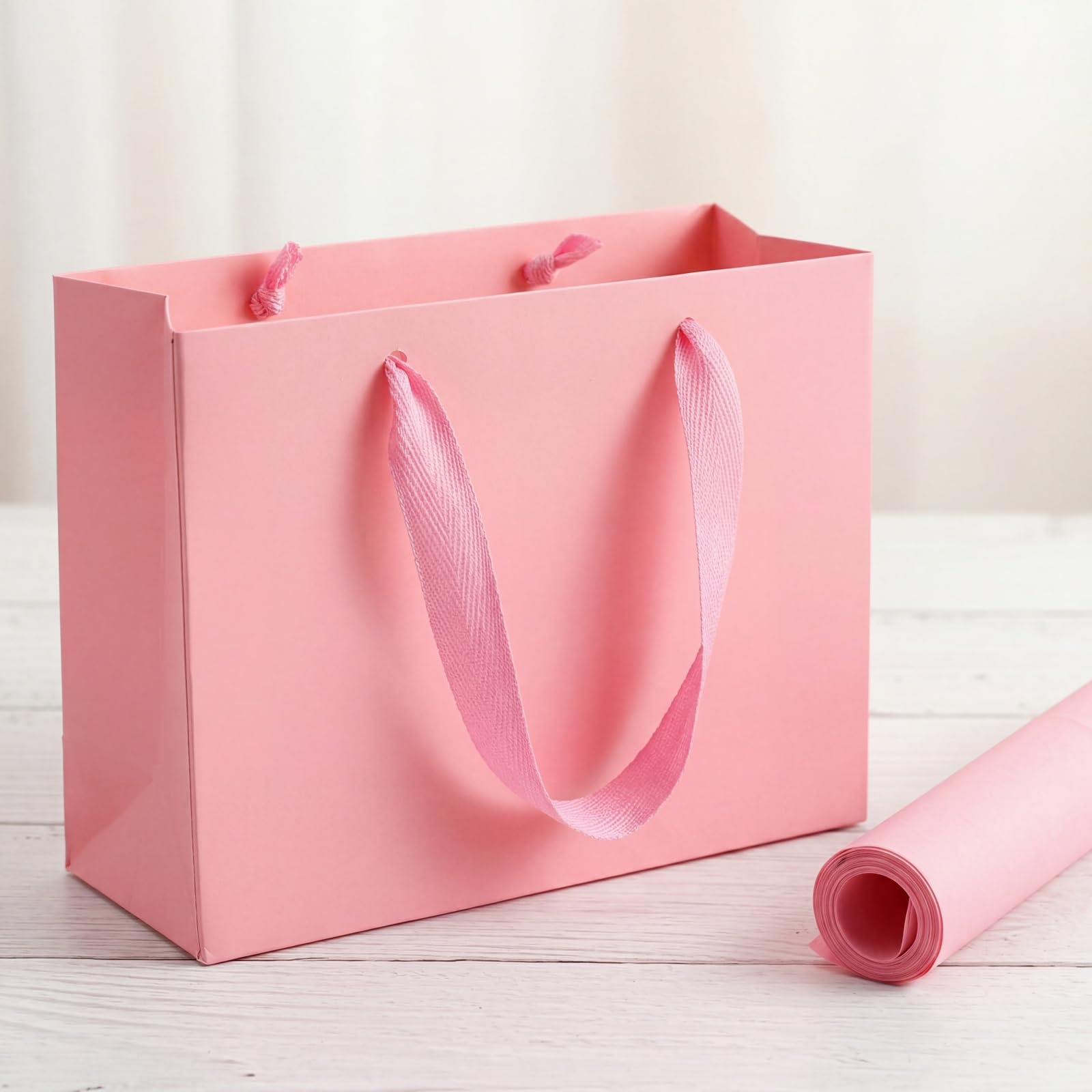 Lyellfe 30 Pack Pink Gift Bags, Heavy Duty Kraft Paper Bag with Handle Bulk, Recycled Water-proof Shopping Bags, Assoorted Merchandise Retail Bags for Birthday, Wedding, Party, S, M, L