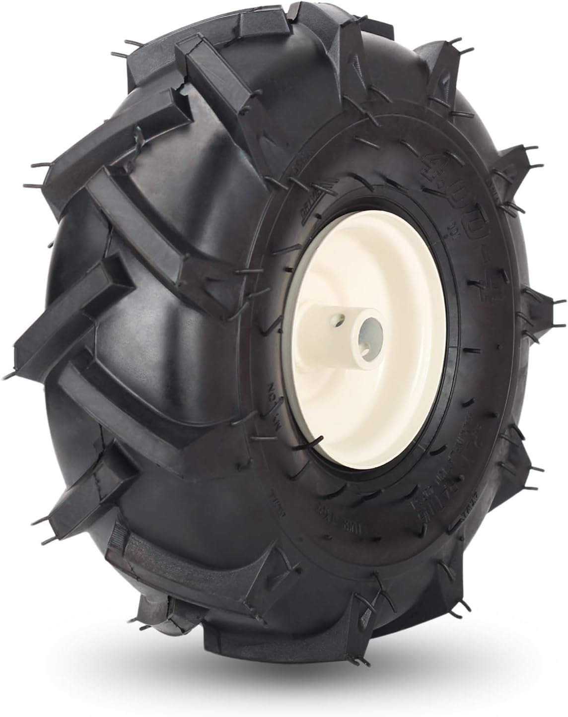 11x4.00-4" Tubeless Tiller Tire and Wheel, 3/4" Axle Size, 3-1/8" Centered Hub, Agriculture Super Lug Tractor & Trencher Tire, Compatible with Craftsman & Troy-Bilt Tiller, 1 Pack