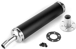 EBTOOLS Exhaust Silencer Stainless Steel 20 mm/0.8 Inch Modified Parts for 2-Stroke Motorcycle, black