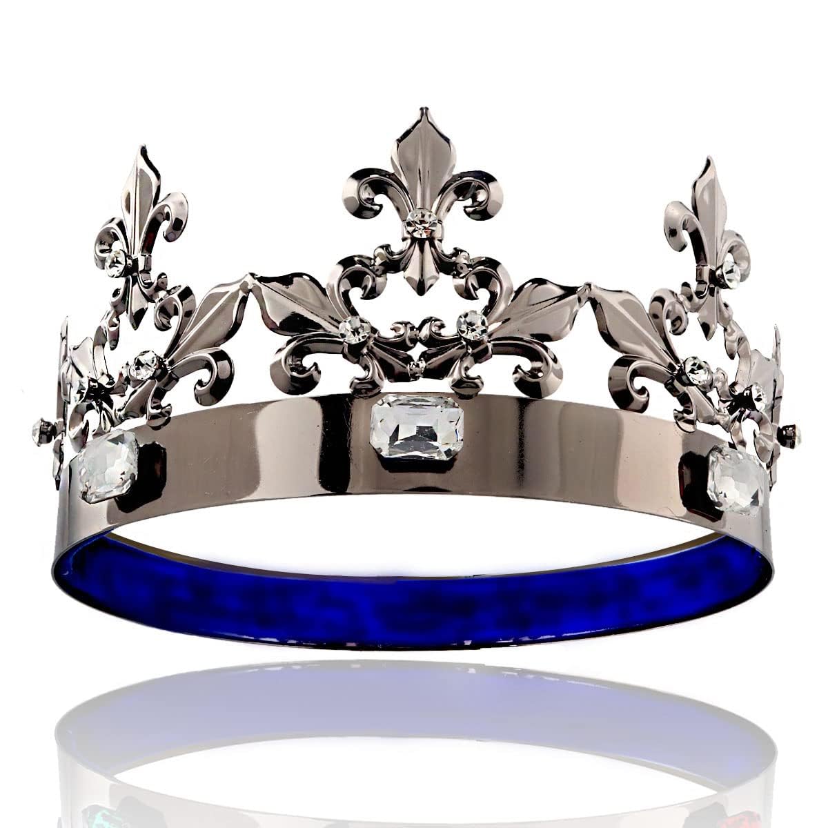 Rey Reina Real Barroco Negro Príncipe Corona Redonda Accesorios para el Cabello Para Fiesta de Disfraces Halloween Desfile Boda