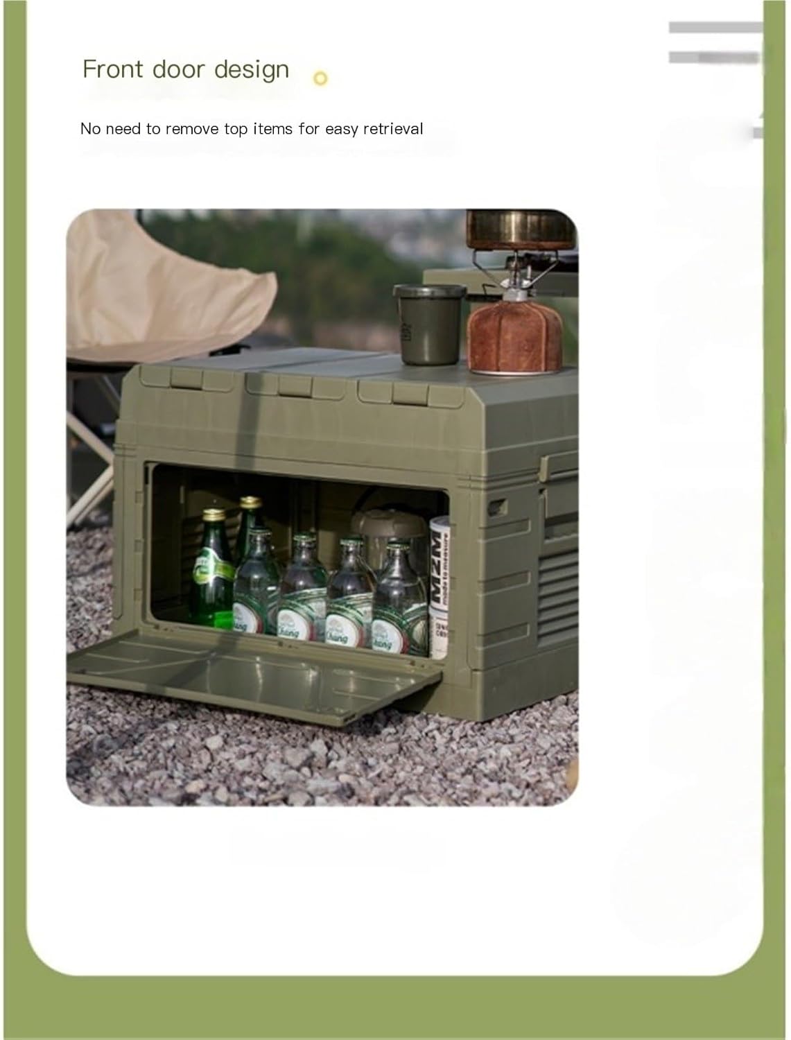 Outdoor Folding Storage Box Stackable Portable Camping Organizer Car Trunk Storage(With box green,Large)