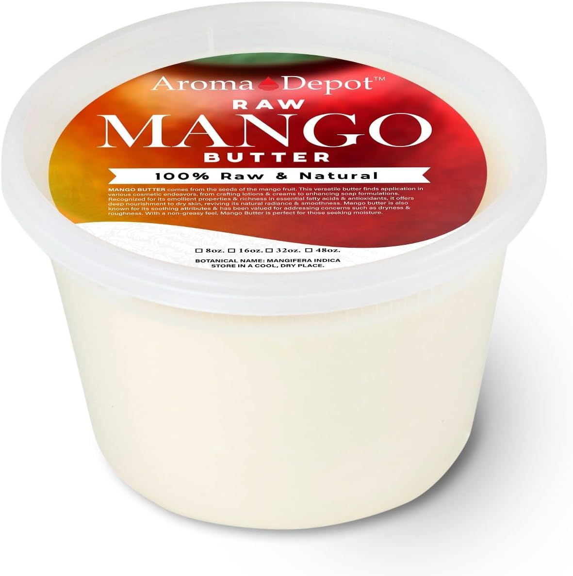 Aroma Depot 1lb / 16 oz Raw Mango Butter Unrefined 100% Natural Pure Great for Skin, Body, Hair Care. DYI Body Butter, Lotions, Creams Reduces Fine Lines, Wrinkles, used for eczema psoriasis